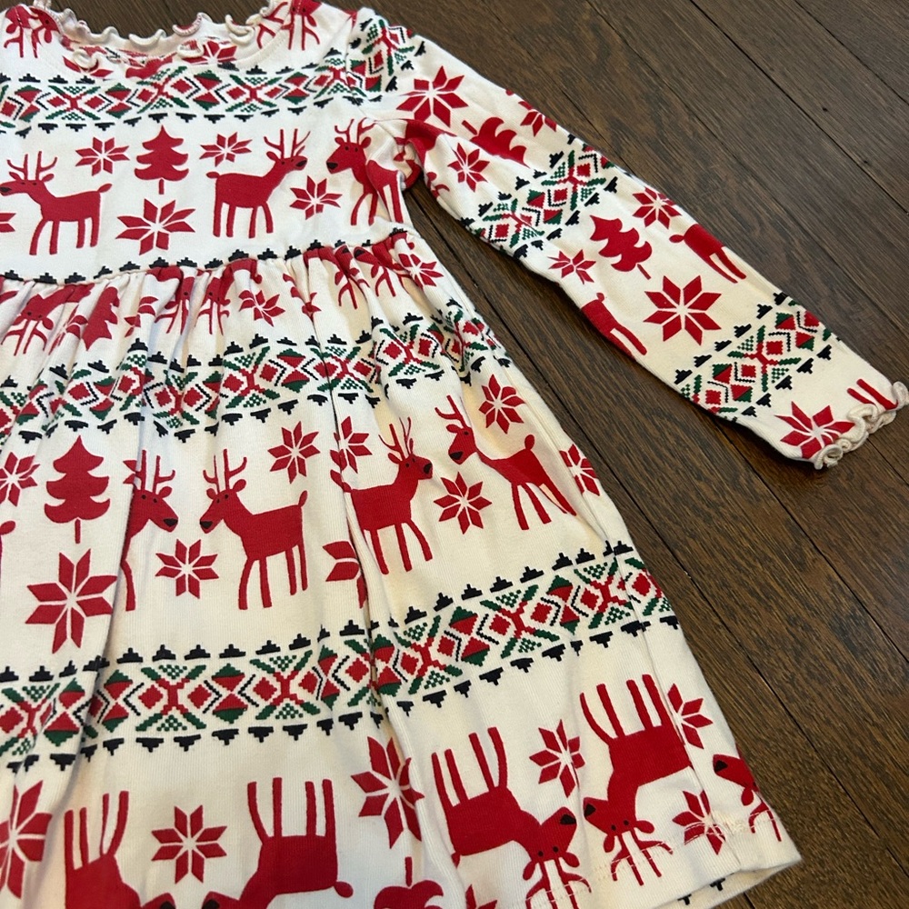 Hanna Andersson Red and White Reindeer Dress
